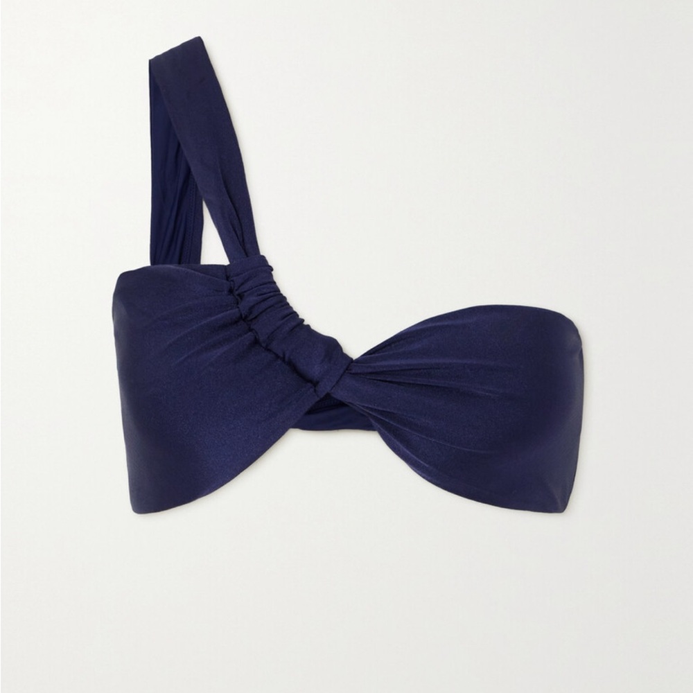 Cult Gaia Charmaine asymmetrical metallic blue bandeau bikini top size small